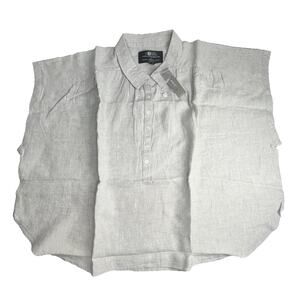 J Crew New Capitaine Shirt Baird McNutt Irish Linen Womens 2X Flax Tan Relaxed